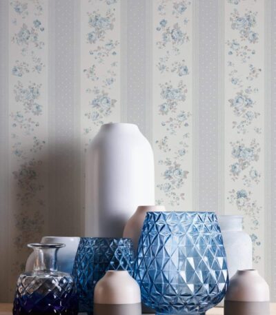 Gray non-woven vinyl wallpaper with free match design