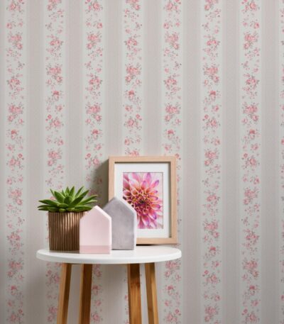 Gray non-woven vinyl wallpaper with textured finish