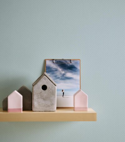 Blue non-woven vinyl wallpaper with straight match pattern