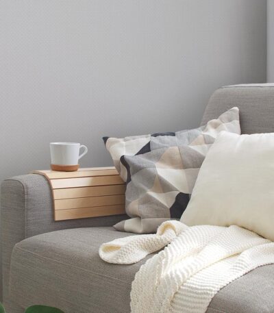 Gray non-woven wallpaper with straight match pattern