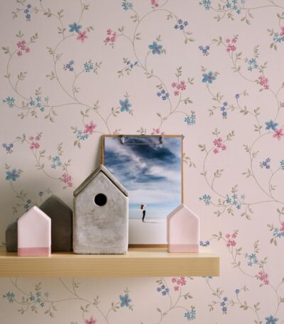 Cream non-woven vinyl wallpaper with free match design