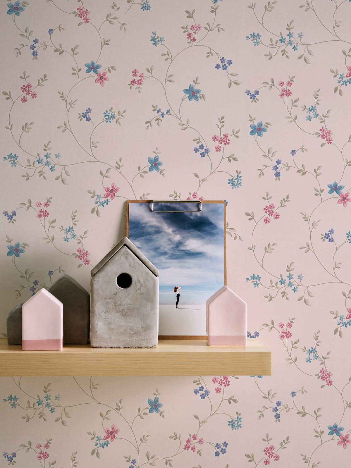 390711_1 Cream non-woven vinyl wallpaper with free match design