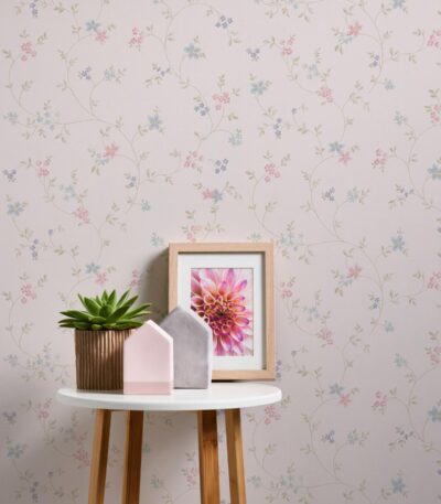 Cream non-woven vinyl wallpaper with free match design