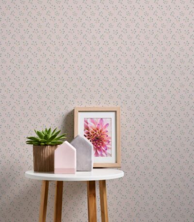 Blue non-woven vinyl wallpaper with straight match design
