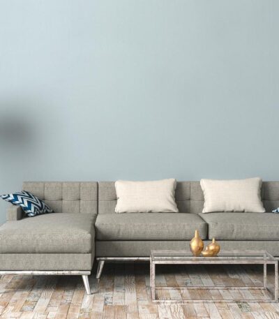 Blue non-woven vinyl wallpaper with elegant pattern