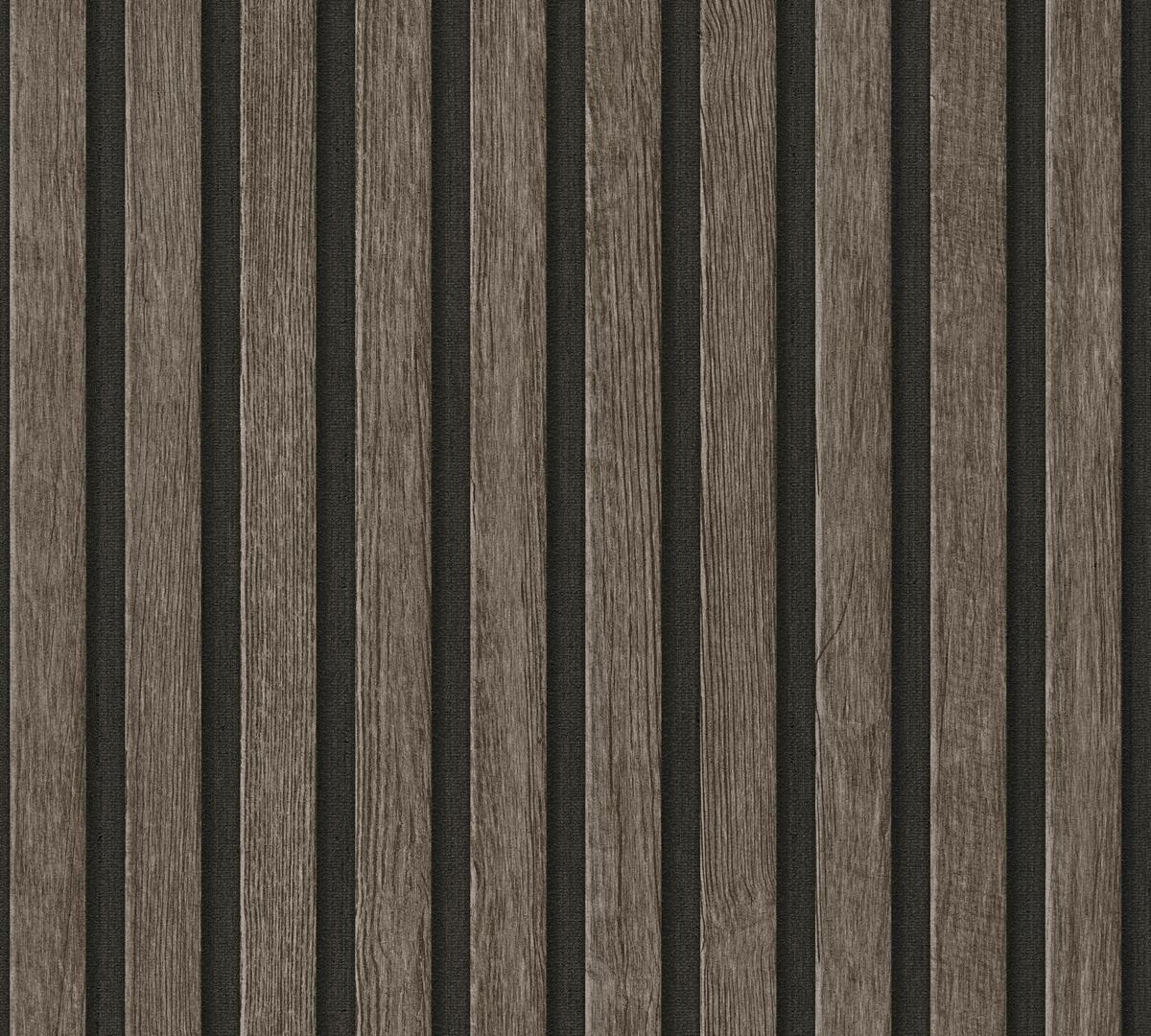 391093_1 Brown non-woven vinyl wallpaper with textured design
