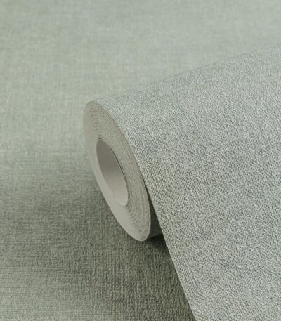 Green non-woven vinyl wallpaper with subtle pattern