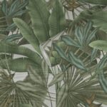 Non-woven wallpaper in green with offset match vinyl surface