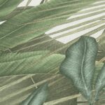 Vinyl green wallpaper with natural textured pattern non-woven