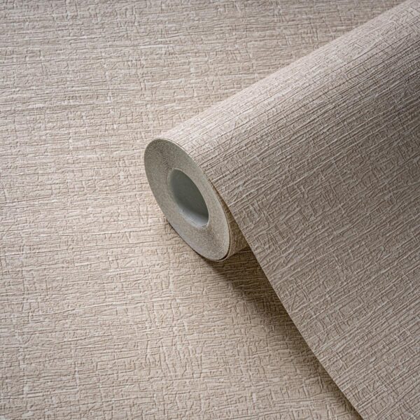 Beige non-woven vinyl wallpaper with subtle texture