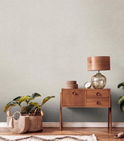 Beige non-woven vinyl wallpaper with subtle texture