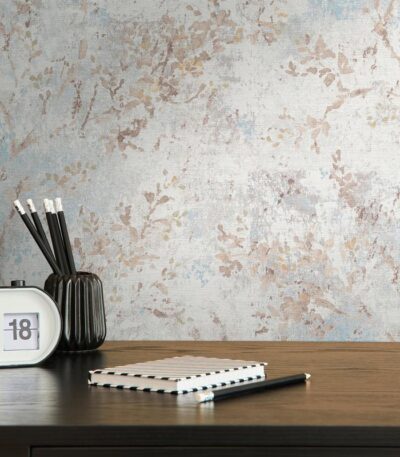Blue non-woven vinyl wallpaper with subtle pattern