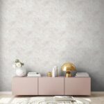 Gray non-woven vinyl wallpaper with subtle pattern