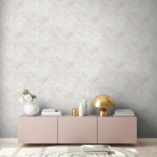 Gray non-woven vinyl wallpaper with subtle pattern