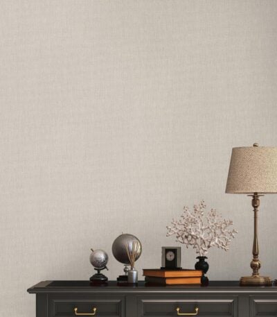 Beige non-woven vinyl wallpaper with subtle texture