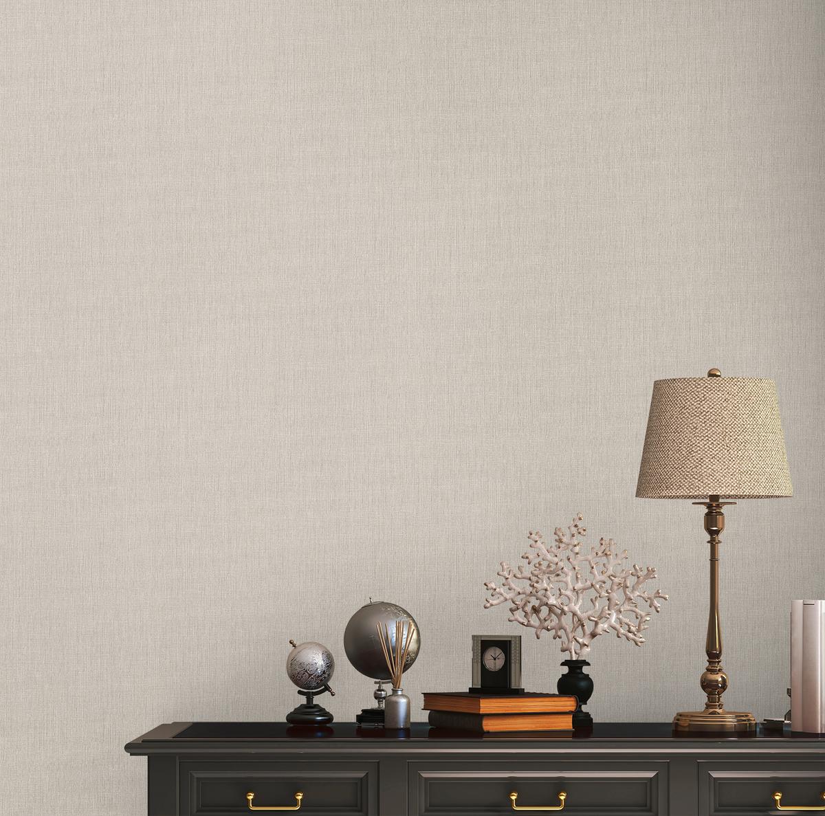 396514_1 Beige non-woven vinyl wallpaper with subtle texture