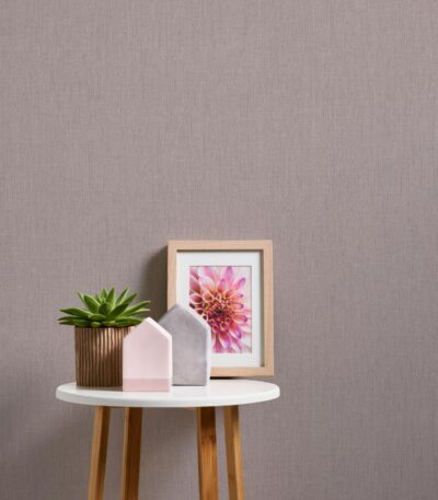 Brown non-woven vinyl wallpaper with textured design