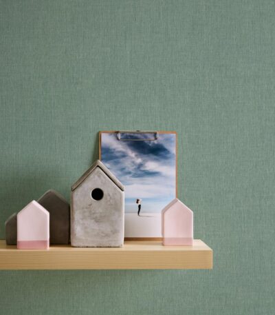 Green non-woven vinyl wallpaper with natural theme