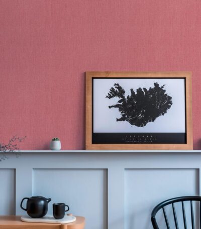 Red non-woven vinyl wallpaper with vibrant design