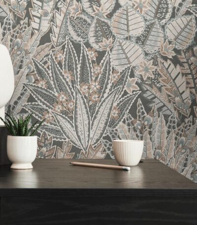 Black non-woven vinyl wallpaper from Europe