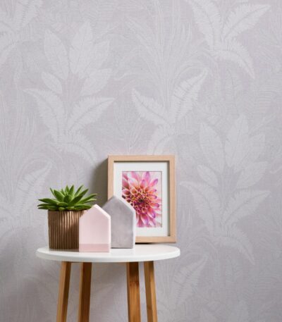 Violet non-woven vinyl wallpaper with pattern repeat
