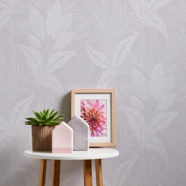 Violet non-woven vinyl wallpaper with pattern repeat