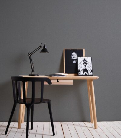Anthracite non-woven vinyl wallpaper with subtle texture