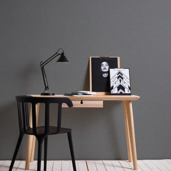 Anthracite non-woven vinyl wallpaper with subtle texture