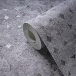 Gray non-woven vinyl wallpaper with subtle pattern