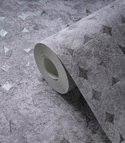 Gray non-woven vinyl wallpaper with subtle pattern