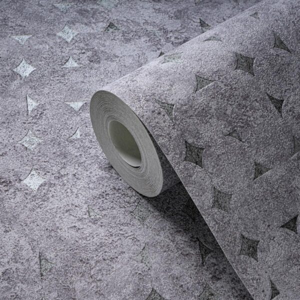 Gray non-woven vinyl wallpaper with subtle pattern