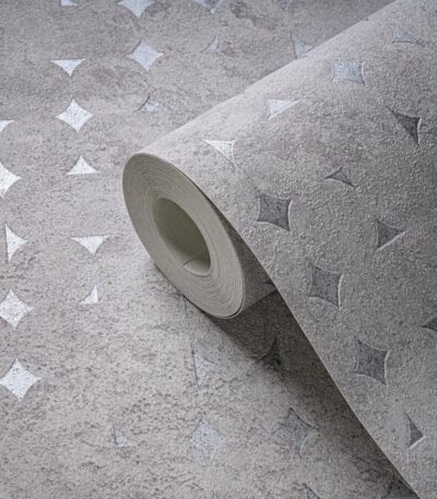 Light grey non-woven vinyl wallpaper with subtle pattern
