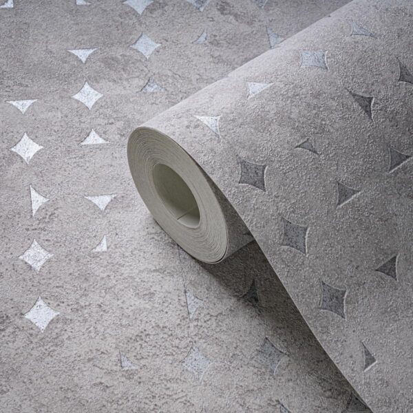 Light grey non-woven vinyl wallpaper with subtle pattern