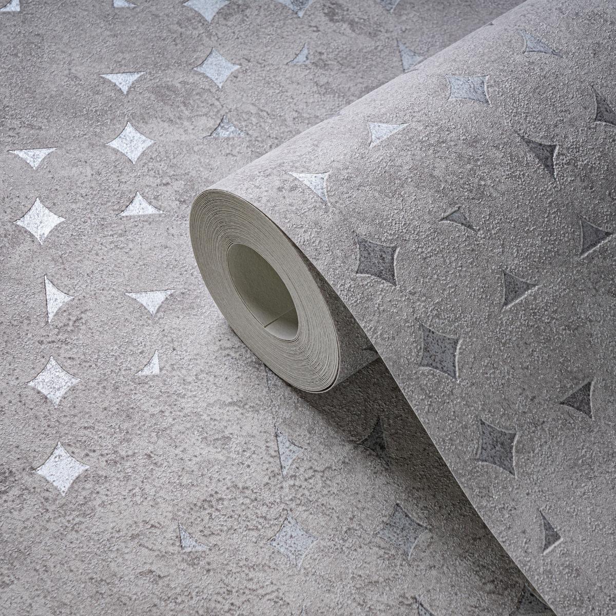 396566_1 Light grey non-woven vinyl wallpaper with subtle pattern
