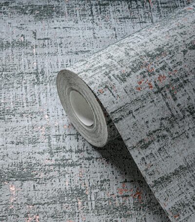 Green non-woven vinyl wallpaper with natural pattern