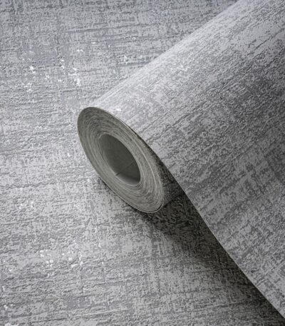 Gray non-woven vinyl wallpaper with offset pattern