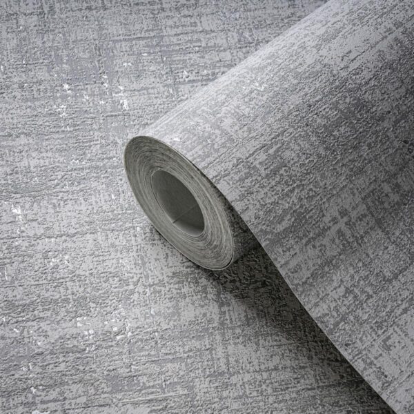 Gray non-woven vinyl wallpaper with offset pattern