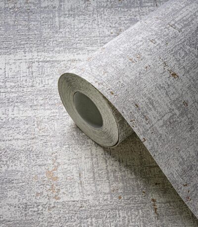 Gray non-woven vinyl wallpaper with subtle pattern