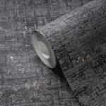 Black non-woven vinyl wallpaper with modern pattern