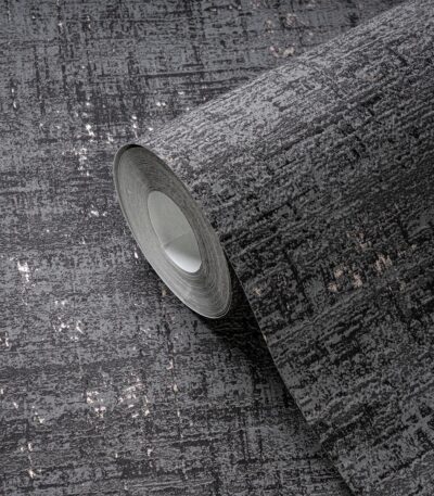 Black non-woven vinyl wallpaper with modern pattern