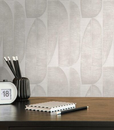 Gray non-woven vinyl wallpaper with subtle pattern