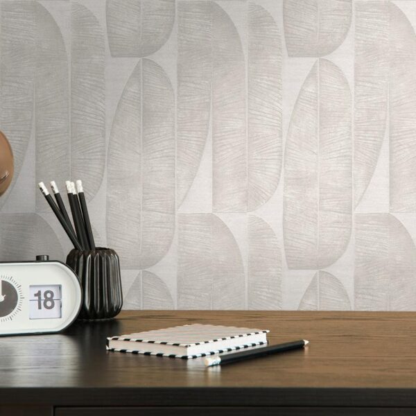 Gray non-woven vinyl wallpaper with subtle pattern
