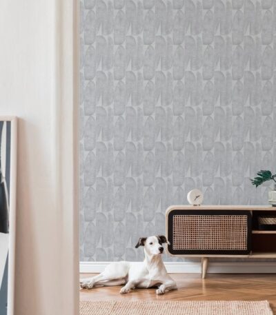 Gray non-woven vinyl wallpaper with subtle pattern