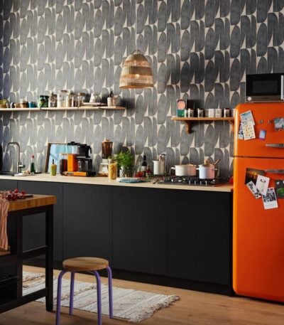 Beige non-woven vinyl wallpaper with subtle pattern