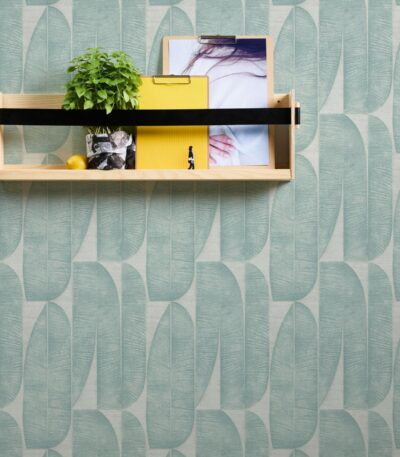 Gray non-woven vinyl wallpaper with straight match pattern