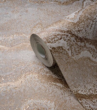 Gray non-woven vinyl wallpaper with straight match pattern