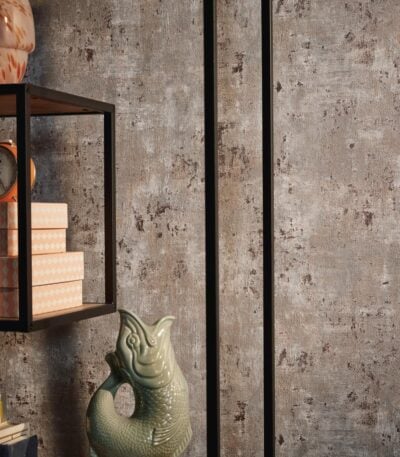 Gray non-woven vinyl wallpaper with subtle pattern