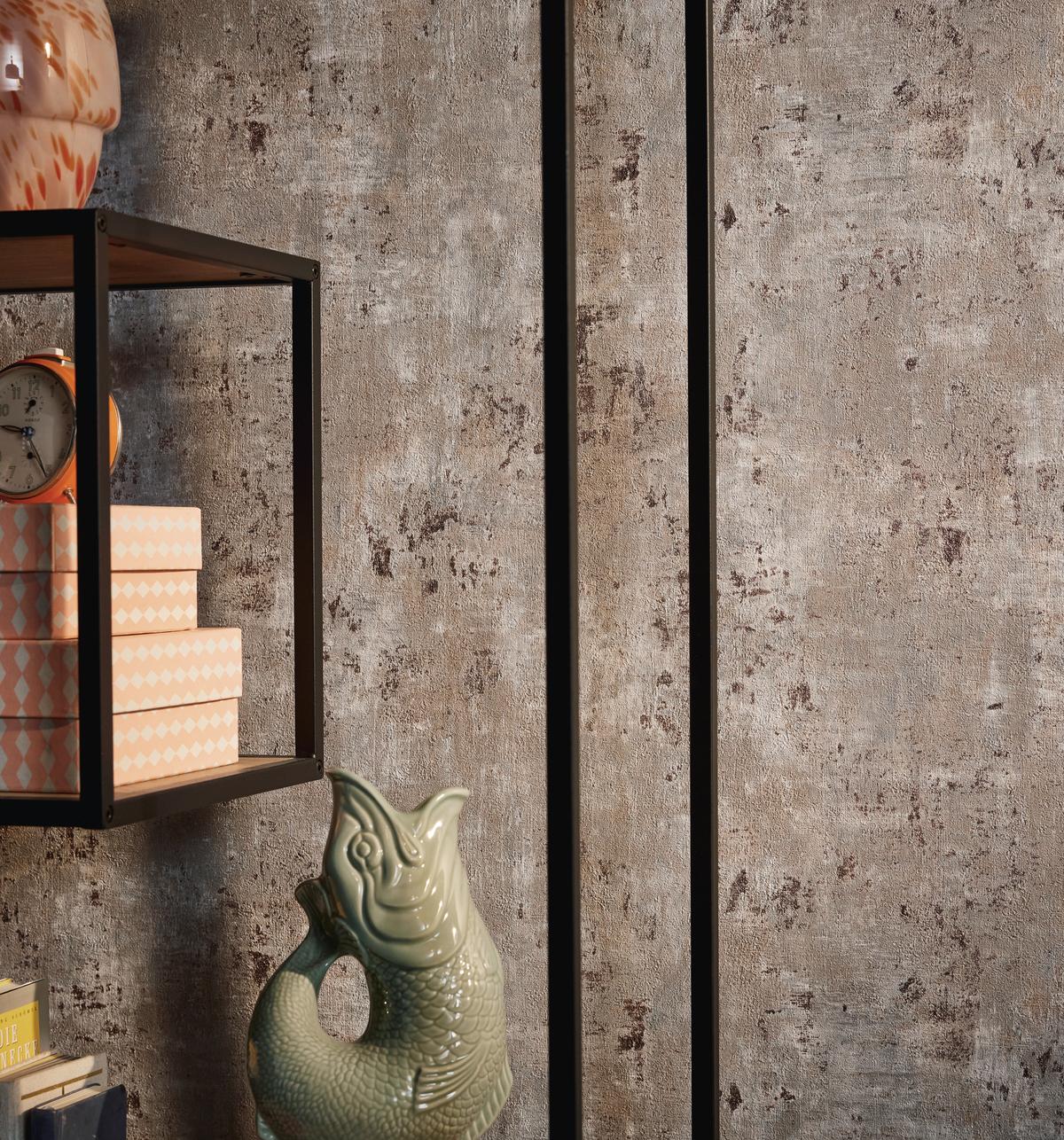 396702_1 Gray non-woven vinyl wallpaper with subtle pattern