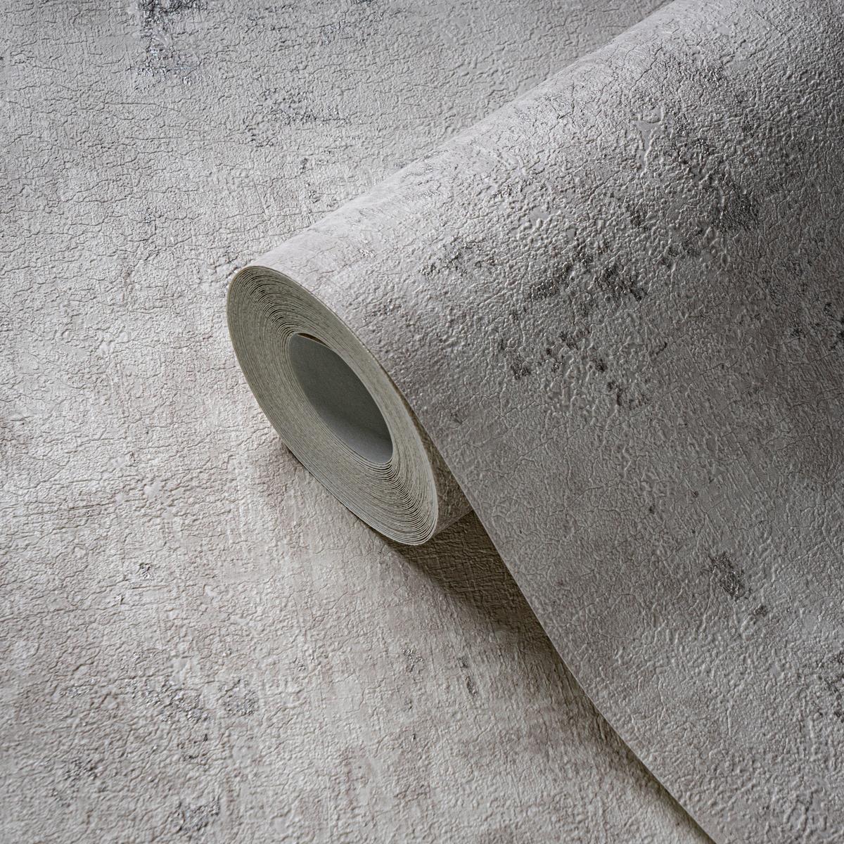 396706_1 White non-woven vinyl wallpaper with subtle pattern