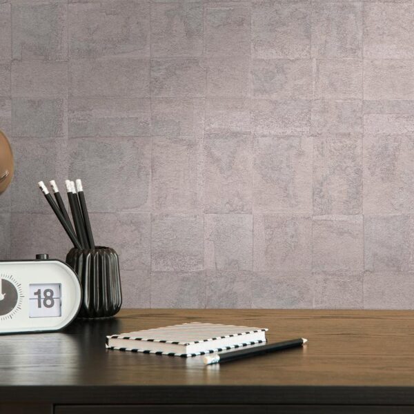 Beige non-woven vinyl wallpaper with subtle pattern